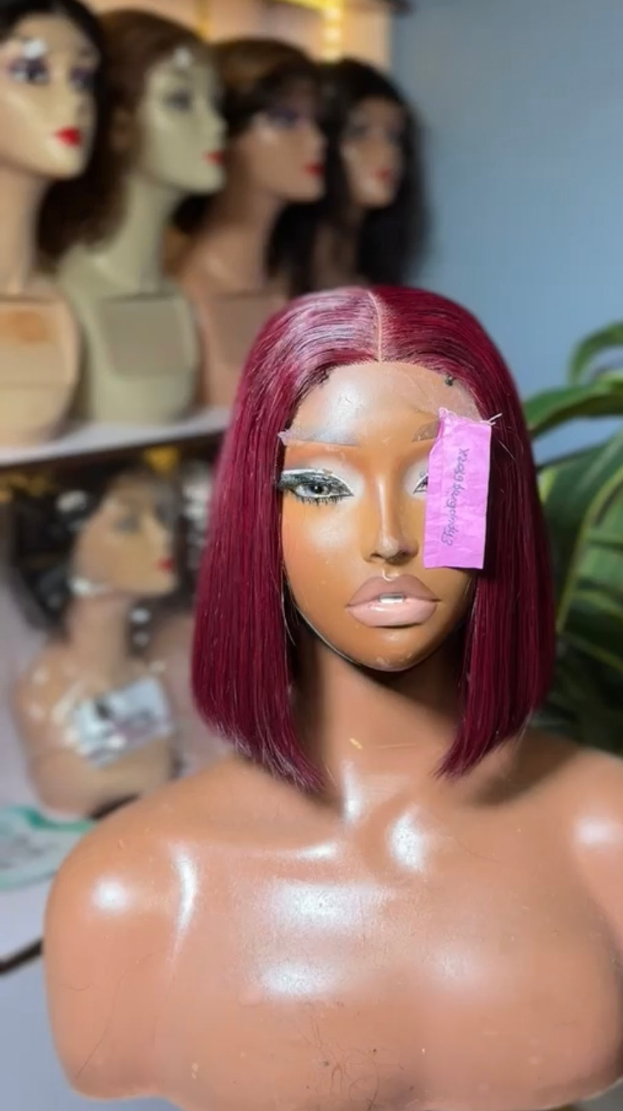 Burgundy Blunt Cut Bob Wig 10” Super Double Drawn (HD Lace)